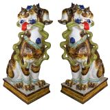 Vintage Pair of Large Italian Ceramic Foo Dogs C. 1950's