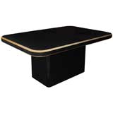 Karl Springer Black Lacquer Table with Gold Leaf Detail, circa 1982