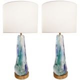 Pair of Large Seguso Glass Lamps