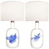 Pair of Michael Bang for Holmegaard Glass Lamps