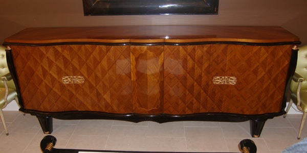 French Walnut and Rosewood Sideboard with Bronze Details For Sale 1