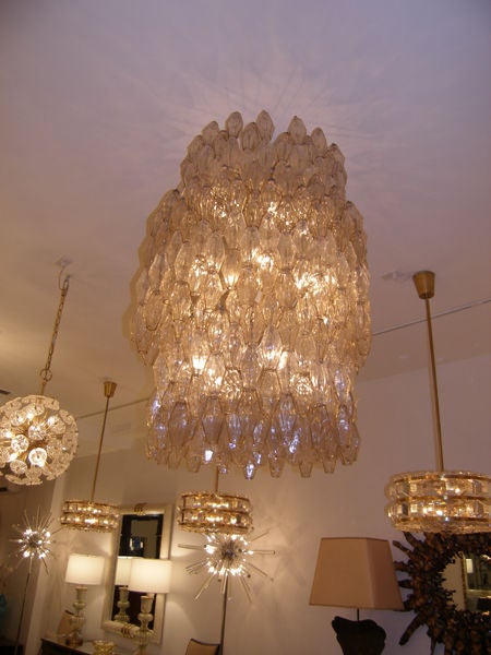 20th Century Large Venini Polyhedral Glass Chandelier in Champagne
