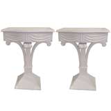 Pair of Grosfeld House White Lacquer Side Tables