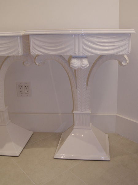 Pair of Grosfeld House White Lacquer Side Tables