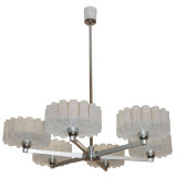 Large Orrefors 6 Arm Chandelier with Glass Shades C. 1940's