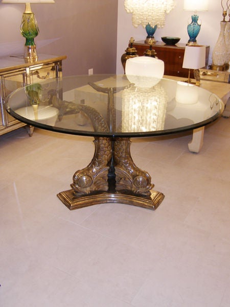 Italian Bronze Table with Glass Top C. 1940's 3
