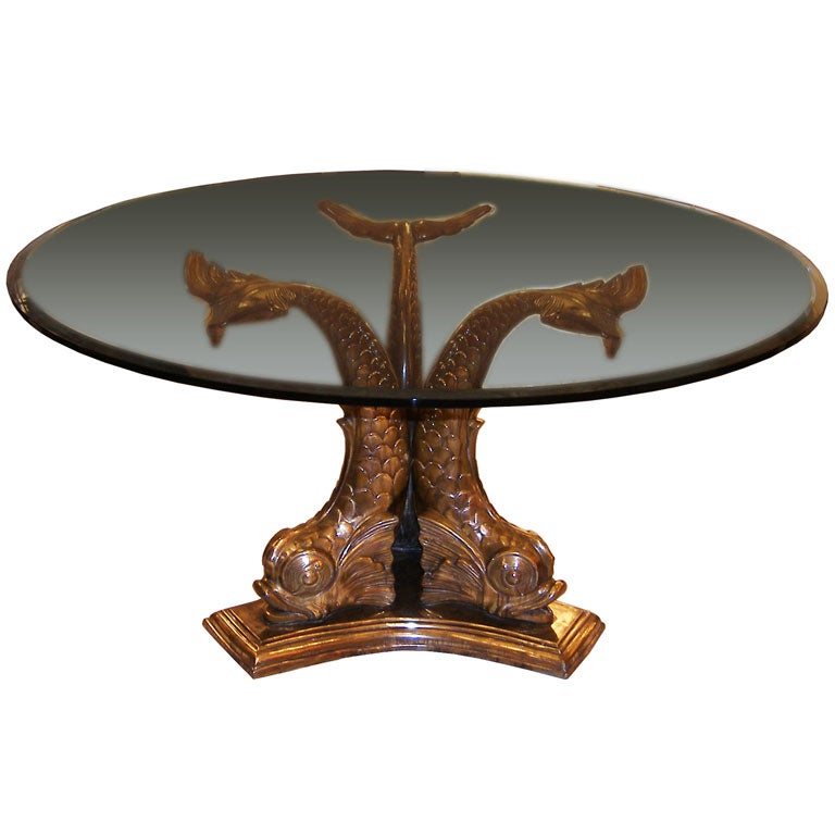 Italian Bronze Table with Glass Top C. 1940's