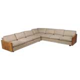 Retro Sectional Sofa with Olive Burl Ends by Milo Baughman