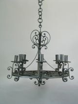 Circa 1940's Hand made Wrought iron chandelier