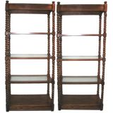 Pair Etegere with glass shelves