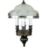 Italian carved wood and glass shade lantern(2 available)