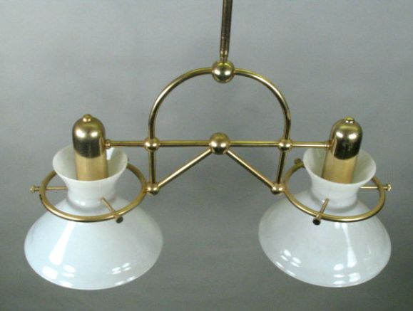 50% OFF SALE SELECTED ITEMS Mid Century Two-Light Milk Glass Ceiling Fixture In Good Condition In Douglas Manor, NY