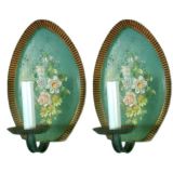 Pair Hand painted tole sconces