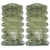 Pair ribbed glass sconces