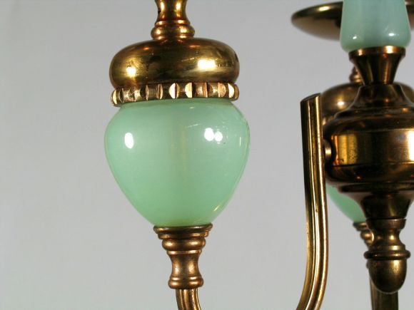 20th Century Circa 1920's Opaline Glass Chandelier