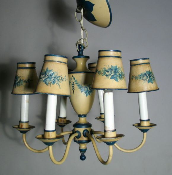 Hand painted French tole chandelier
