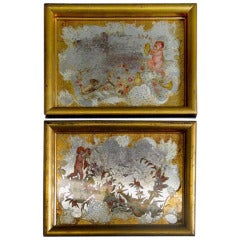 Pair of Italian Reversed Paintings on Glass 12