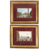 Pair Hand Colored Lithos Venetian Scene Vintage Pair Hand Colored Lithos Venetian Scene