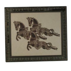 Wood block of Horses