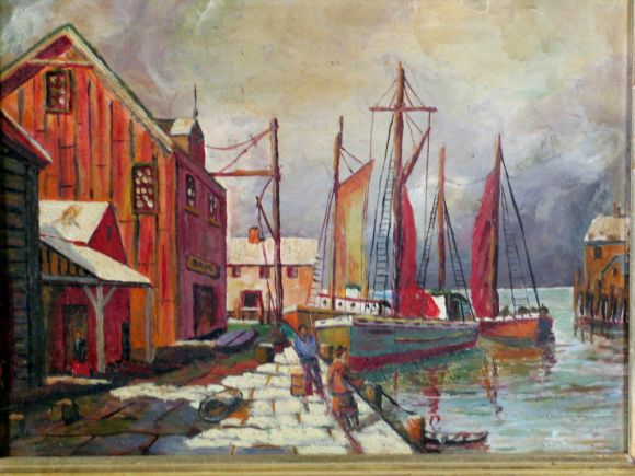 Italian Fishing Village Oil painting