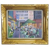 Used NYC Cafe Oil Painting