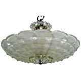 Circa 1930's Patterned glass pendant /flushmount (2 available)