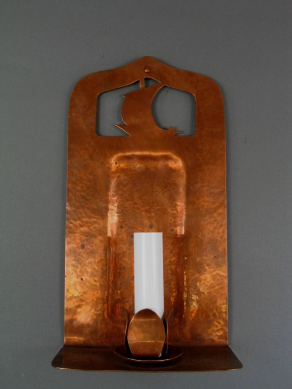 Pair Copper Arts and Craft sconces