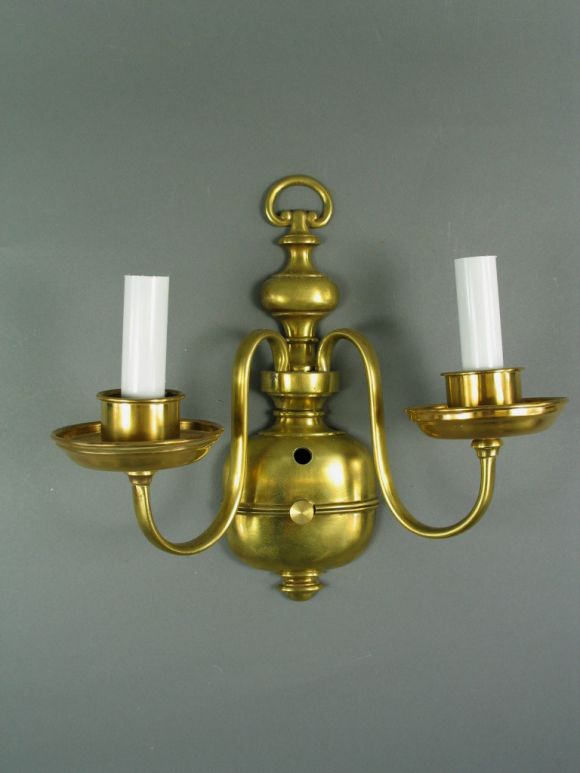 Pair Bronze Double  Arm Sconces