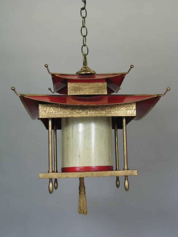 Circa 1950's Large Pagoda Lantern(additional 2 pieces in black)