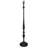 Carved wood floor lamp