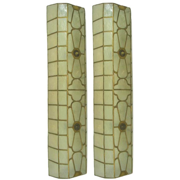 Pair capiz shell sconce