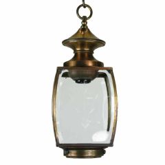 Circa 1930
s Antique brass lantern with wheel cut beveled glass