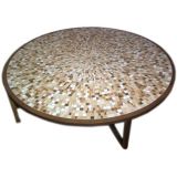 Brass and inlayed mosaic table