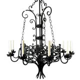 Antique Large Iron Chandelier, circa 1920s