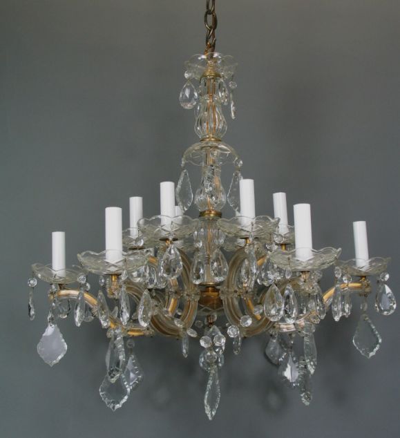 Italian Circa 1920 Maria Theresa 2 level chandelier