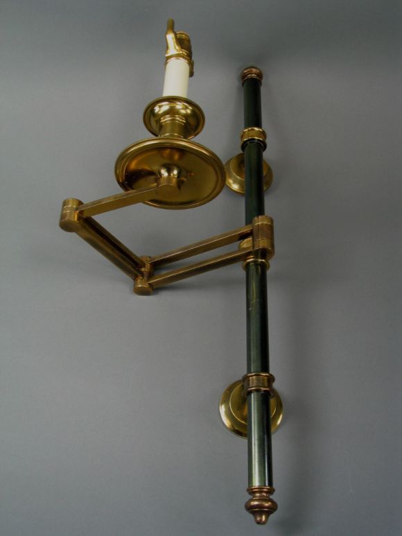 Pair French swing arm sconces