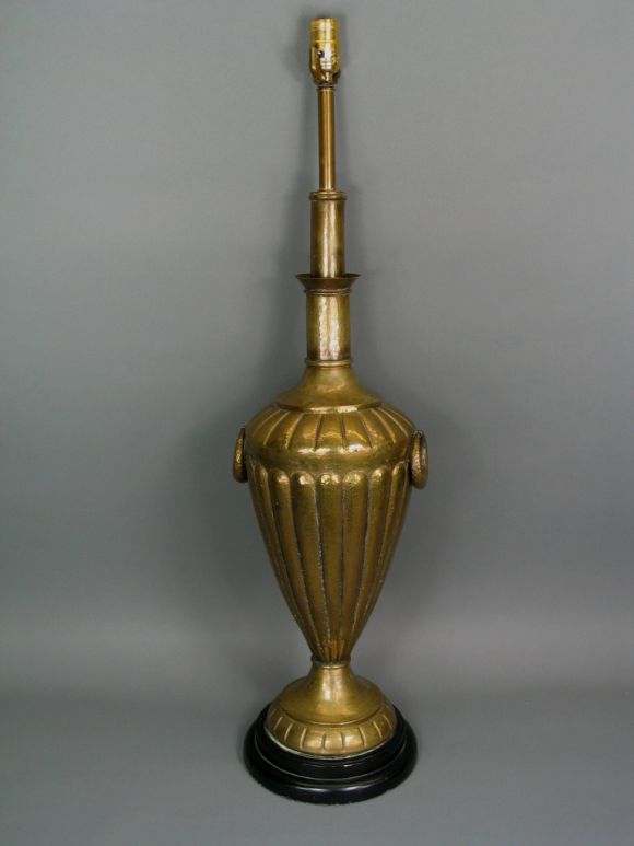 Large Italian hand hammered brass lamp