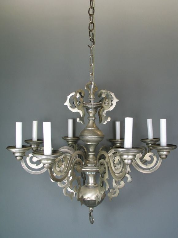 Circa 1940's Pewter Chandelier