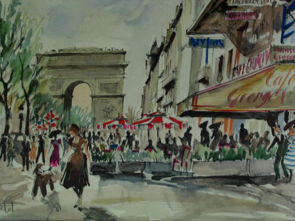 #5-728 #5-729 ab  Paris scene watercolor Framed
Priced individually 