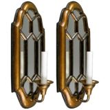Pair Large Mirrored Sconces