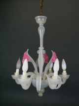 Murano Opaline Glass Chandelier   (Two available)
