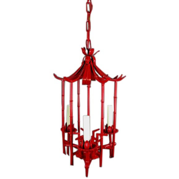 Red   Tole Pagoda lantern