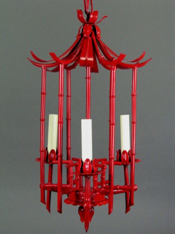 Italian Red   Tole Pagoda lantern