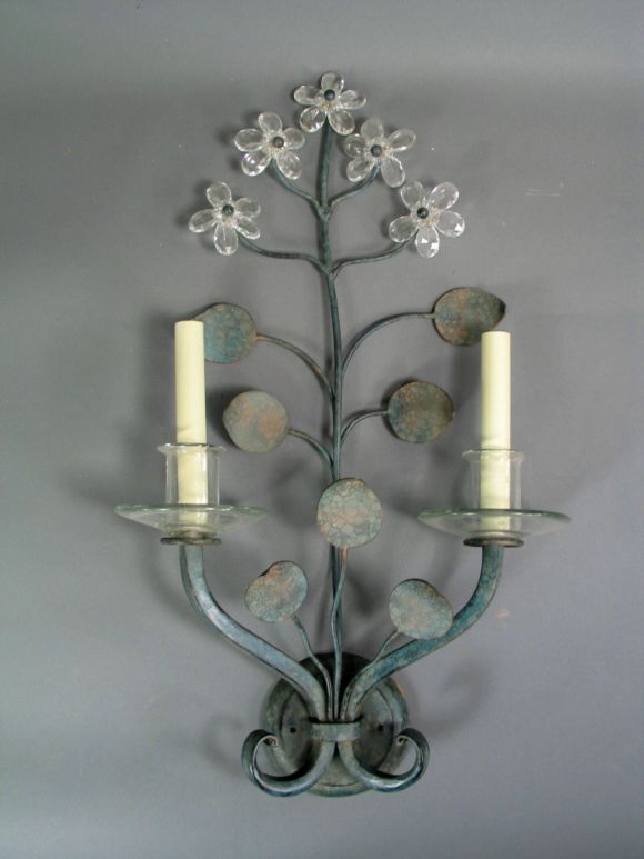 Large Verdigris Double Arm Sconces
