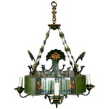 Antique Circa 1920'sFrench Mirrored Brass Chandelier