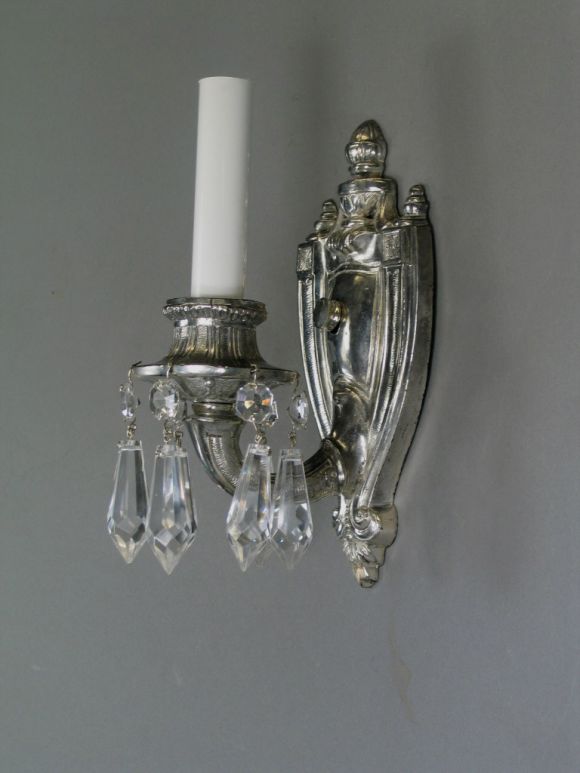 Pair silver plated sconces