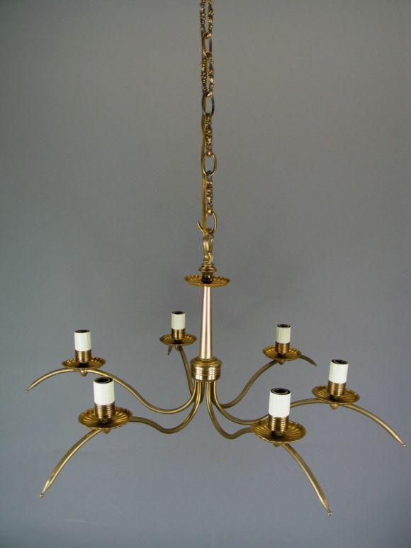 ON SALE French 1940s Six-Light Spider  Chandelier In Good Condition In Douglas Manor, NY