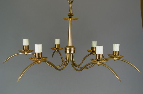 Mid-20th Century ON SALE French 1940s Six-Light Spider  Chandelier