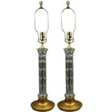 Pair Circa 1920
s Fluted  Glass Lamps