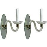 Pair French mirrored back sconces